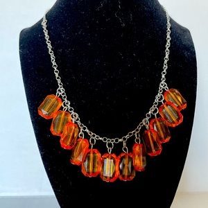 Acrylic orange bead statement necklace